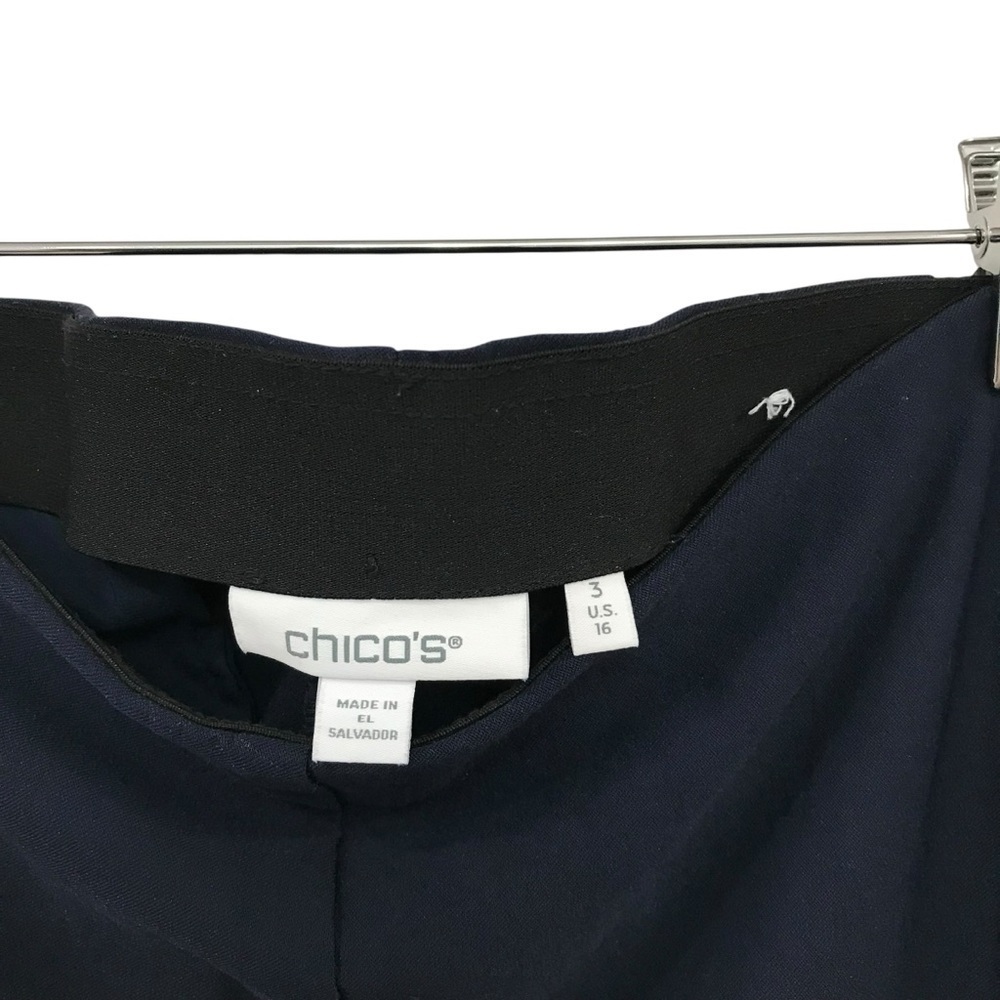 Chico's 3 Navy Blue Stretch Ankle Pants Pull On Womens Size 16 - Picture 3 of 4